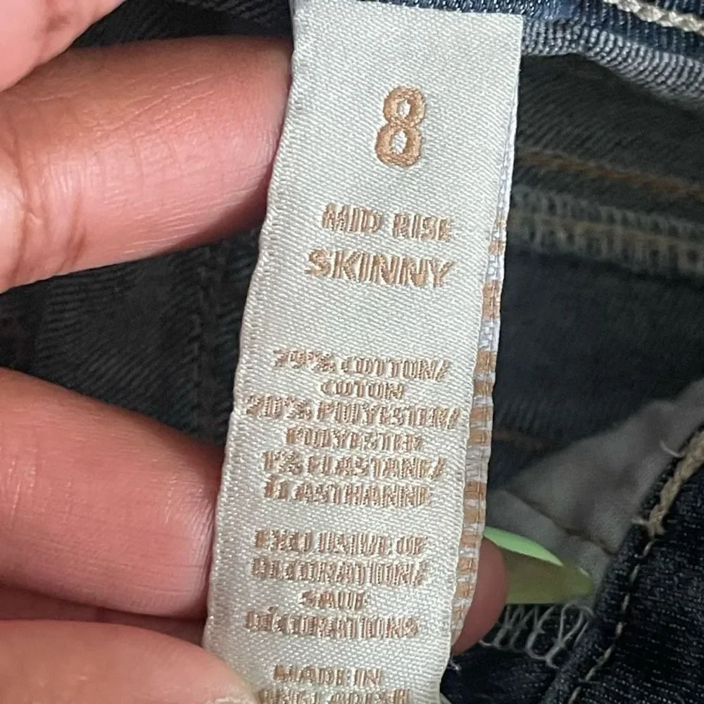 Justice Girl’s Embroidered Mid Rise Skinny Denim Jeans Size 8